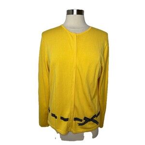 Marisa Christina Cardigan Sweater Vintage Polka Dot Bow Hidden Buttons Size L